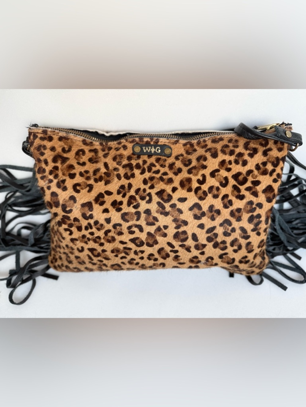 WILD GOOSE Leopard Hair-On-Hide Fringe Bag - Genuine Calf Hair Western Crossbody